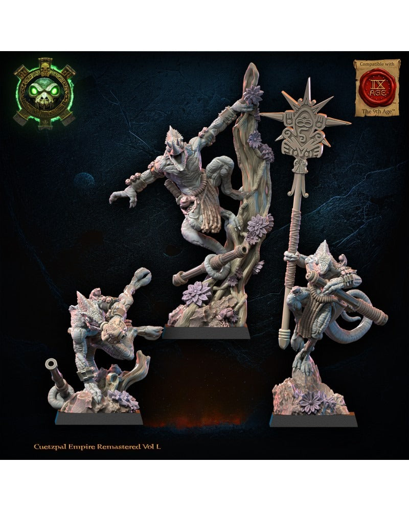 Miniatura Unidad Kuaxotl con Cerbatanas Saurios Ancestrales resina 28mm sin pintar - Drakholm