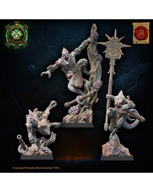 Miniatura Unidad Kuaxotl con Cerbatanas Saurios Ancestrales resina 28mm sin pintar - Drakholm
