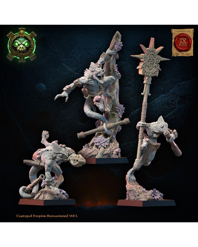 Miniatura Unidad Kuaxotl con Cerbatanas Saurios Ancestrales resina 28mm sin pintar - Drakholm