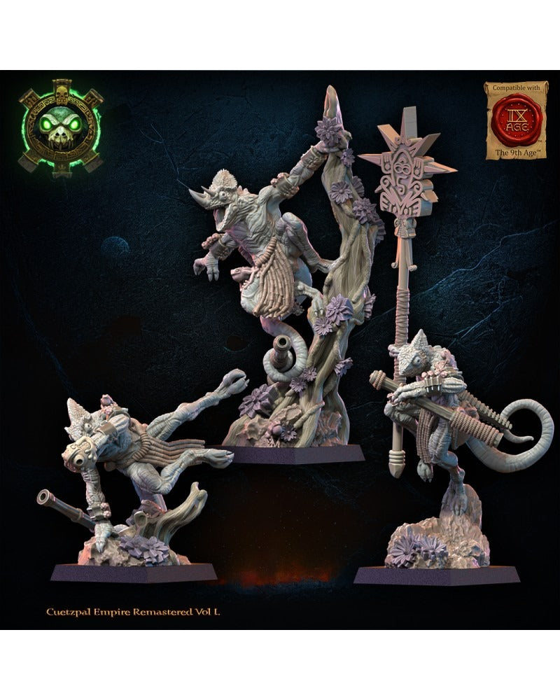 Miniatura Unidad Kuaxotl con Cerbatanas Saurios Ancestrales resina 28mm sin pintar - Drakholm