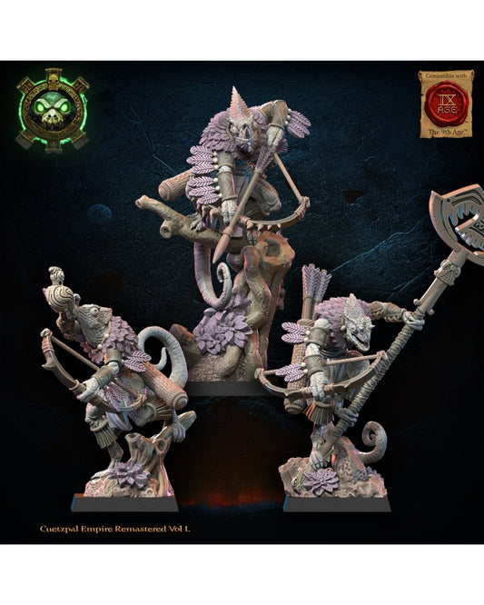 Miniatura Unidad Kuaxotl con Arcos Saurios Ancestrales resina 28mm sin pintar - Drakholm