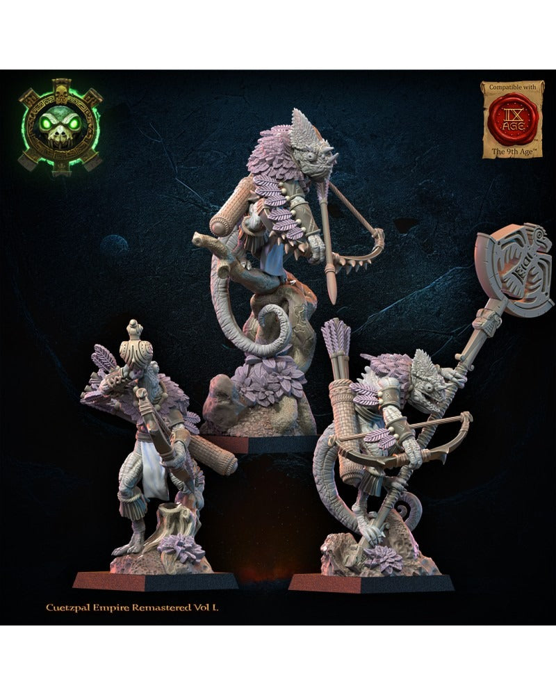 Miniatura Unidad Kuaxotl con Arcos Saurios Ancestrales resina 28mm sin pintar - Drakholm