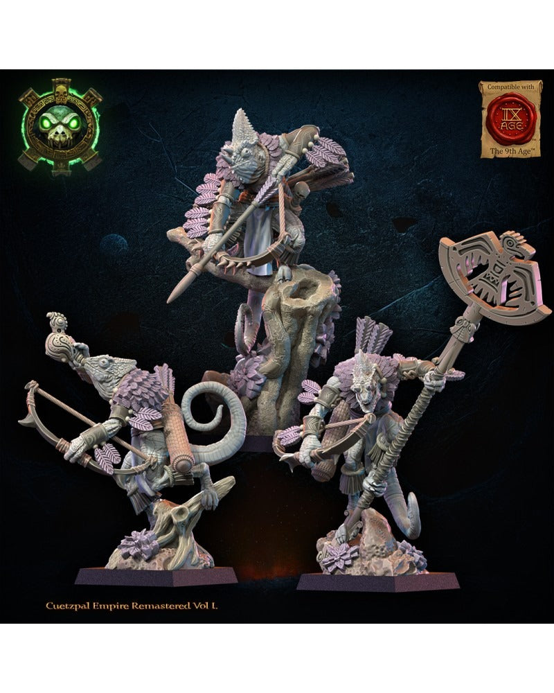 Miniatura Unidad Kuaxotl con Arcos Saurios Ancestrales resina 28mm sin pintar - Drakholm