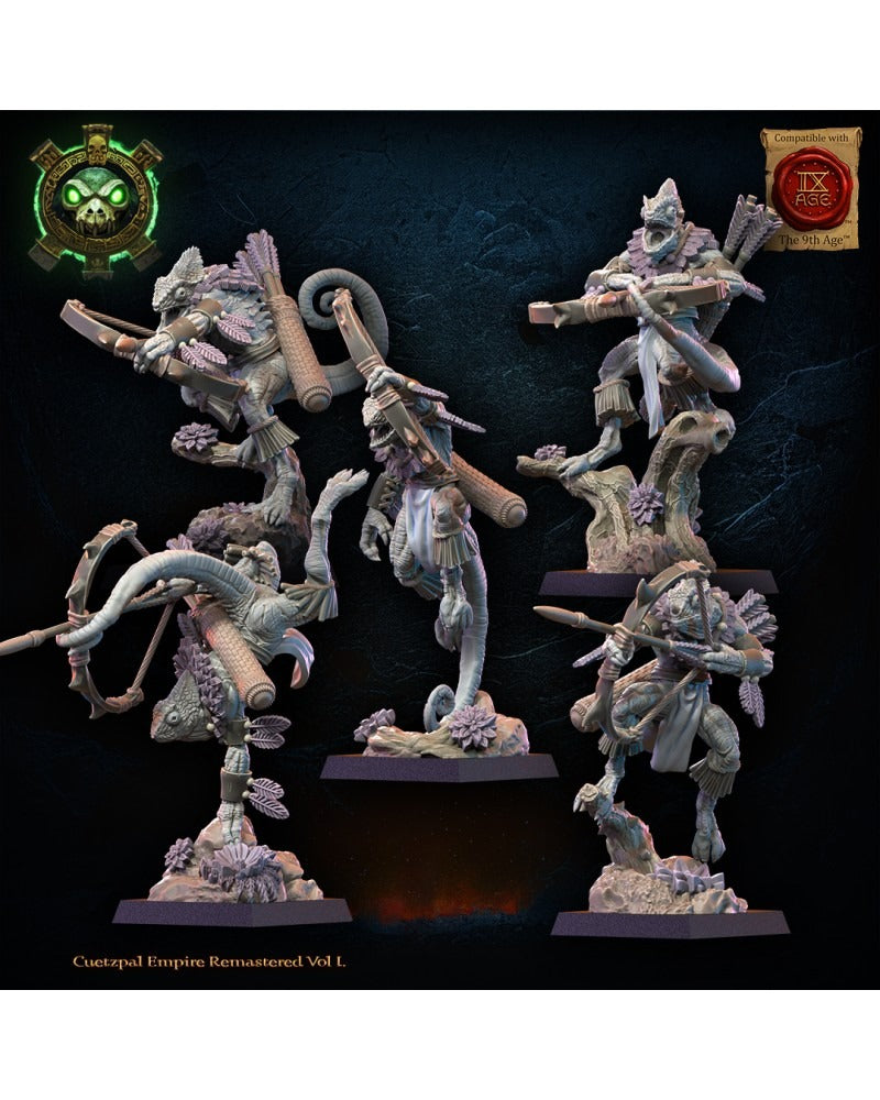 Miniatura Unidad Kuaxotl con Arcos Saurios Ancestrales resina 28mm sin pintar - Drakholm