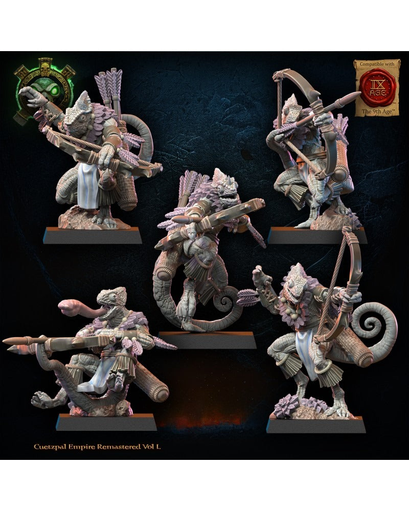 Miniatura Unidad Kuaxotl con Arcos Saurios Ancestrales resina 28mm sin pintar - Drakholm