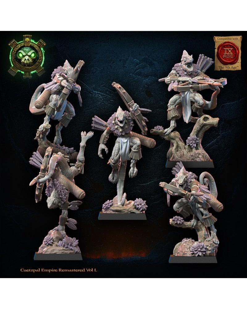 Miniatura Unidad Kuaxotl con Arcos Saurios Ancestrales resina 28mm sin pintar - Drakholm