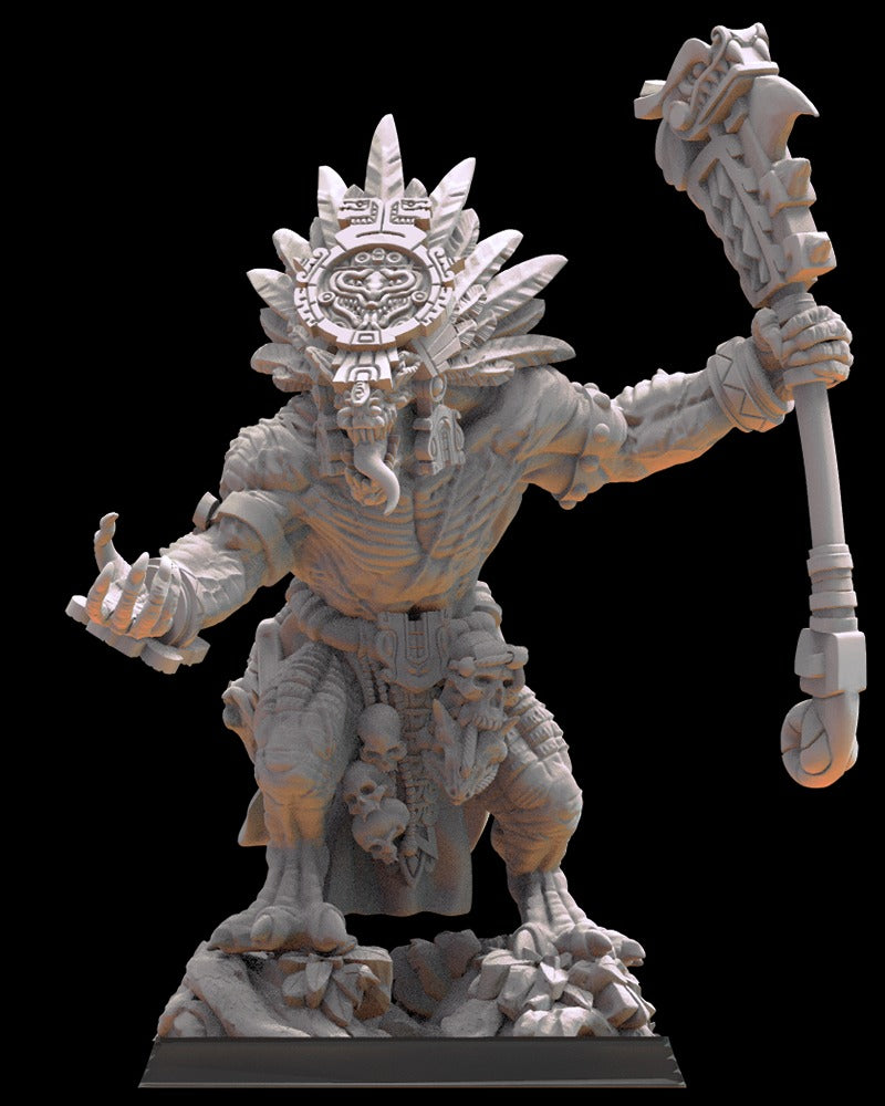 Miniatura Yacatecuhtli, Padre Cuetzpal Saurios Ancestrales resina 28mm sin pintar - Drakholm