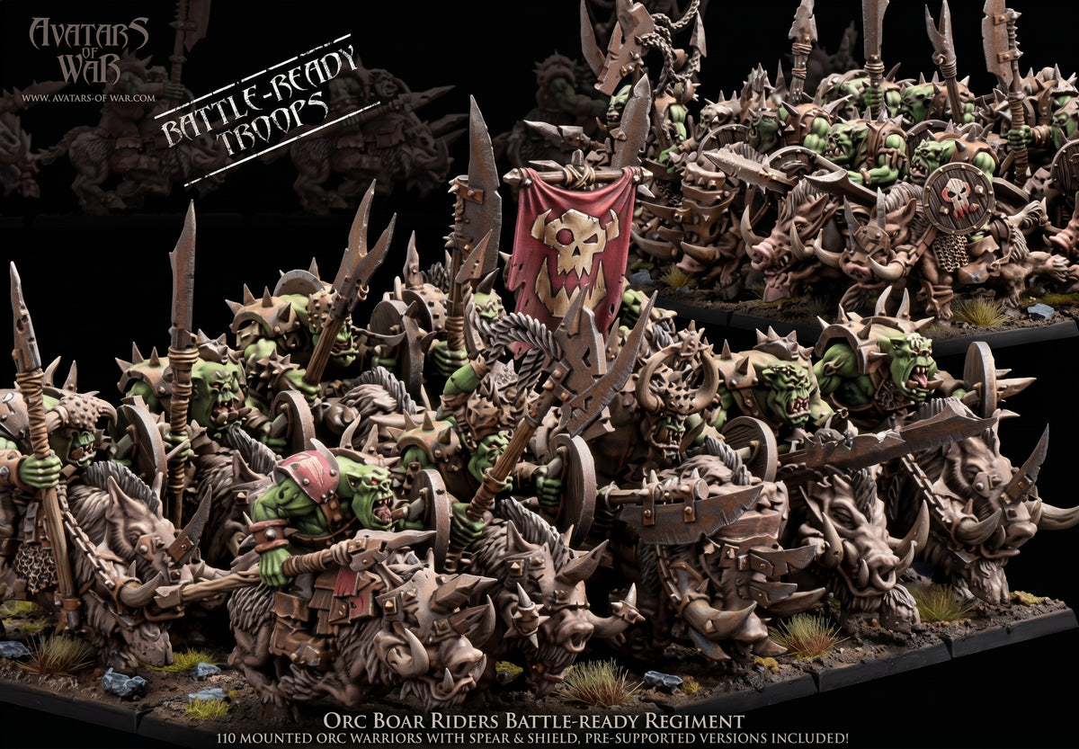 Regimiento de Jinetes de Jabalí Orcos (10 miniaturas) · miniatura de resina 28 mm · Orcos y Goblins · Drakholm