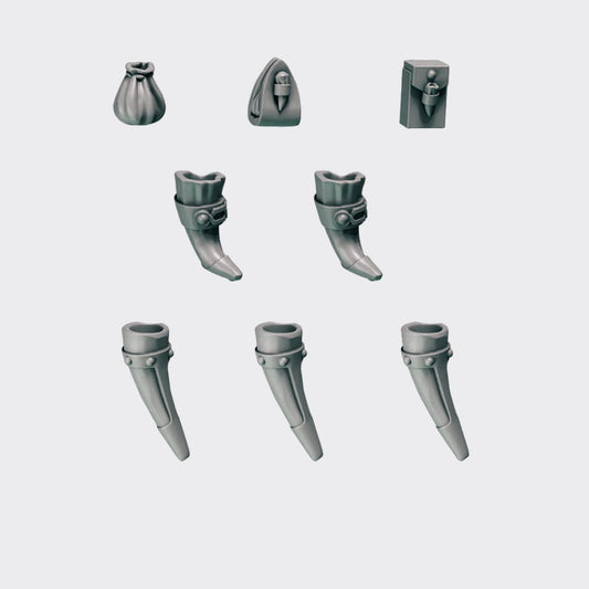 Adornos cinturón Primal Hounds B — bits de conversión sci-fi grimdark de Greytide Studio, resina 32mm sin pintar