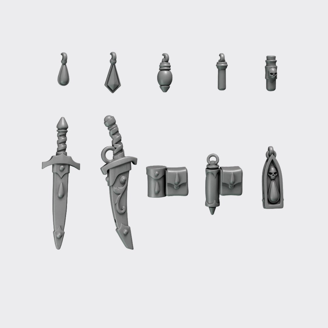 Adornos Crimson Lords A — bits de conversión sci-fi grimdark de Greytide Studio, resina 32mm sin pintar