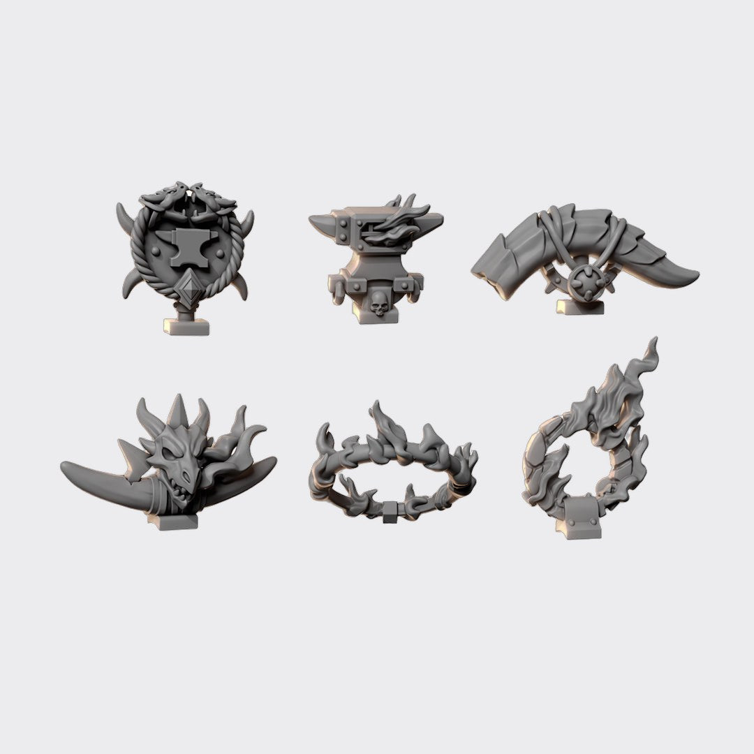 Adornos mochila Anvil Wardens — bits de conversión sci-fi grimdark de Greytide Studio, resina 32mm sin pintar