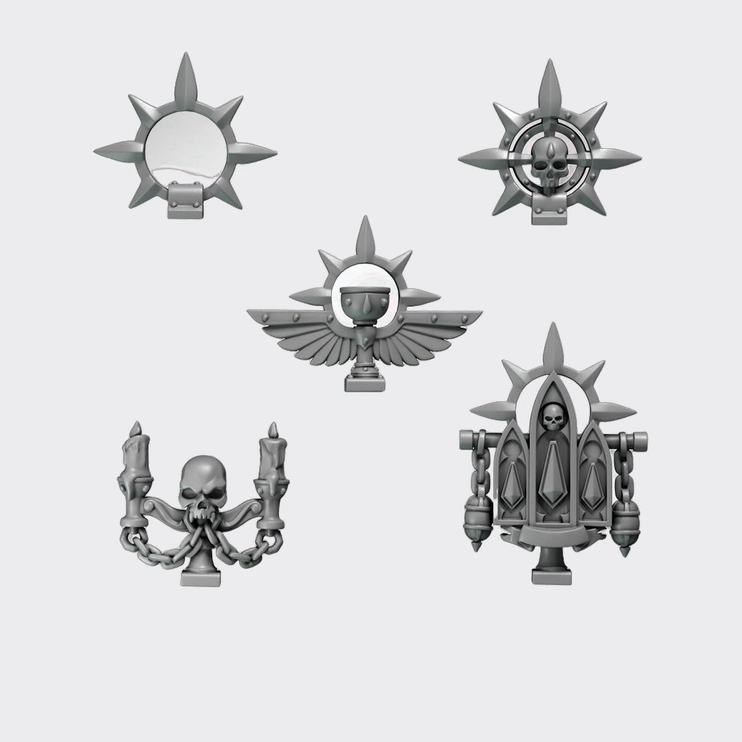Adornos mochila Crimson Lords — bits de conversión sci-fi grimdark de Greytide Studio, resina 32mm sin pintar