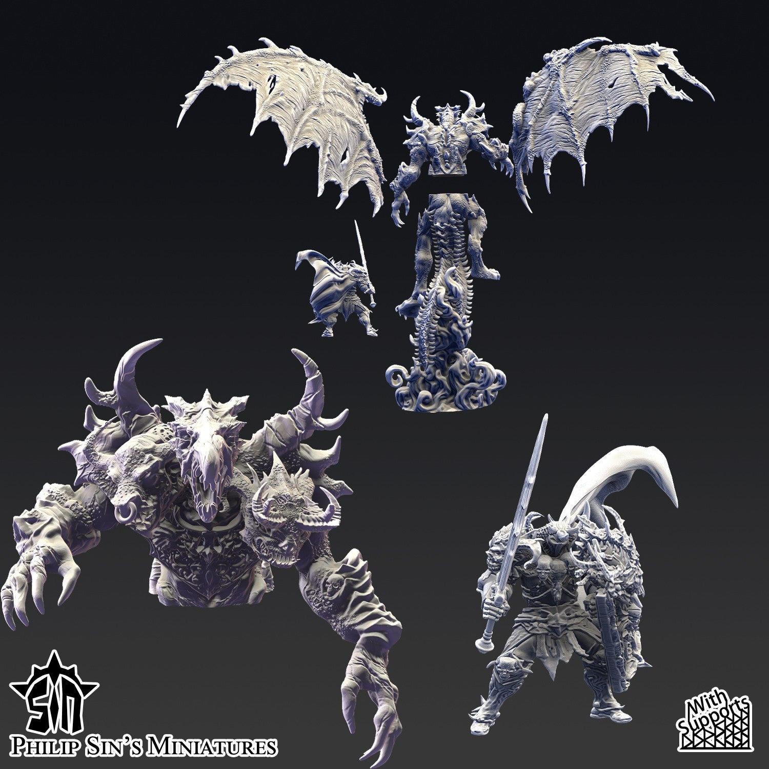 Miniatura El Archidemonio de las Edades Reinos del Caos resina 32mm sin pintar - Drakholm
