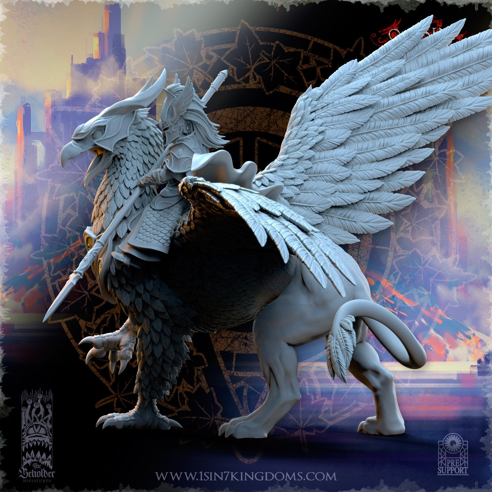 Miniatura Ashur sobre grifo de guerra Altos Elfos resina 32mm sin pintar - Drakholm