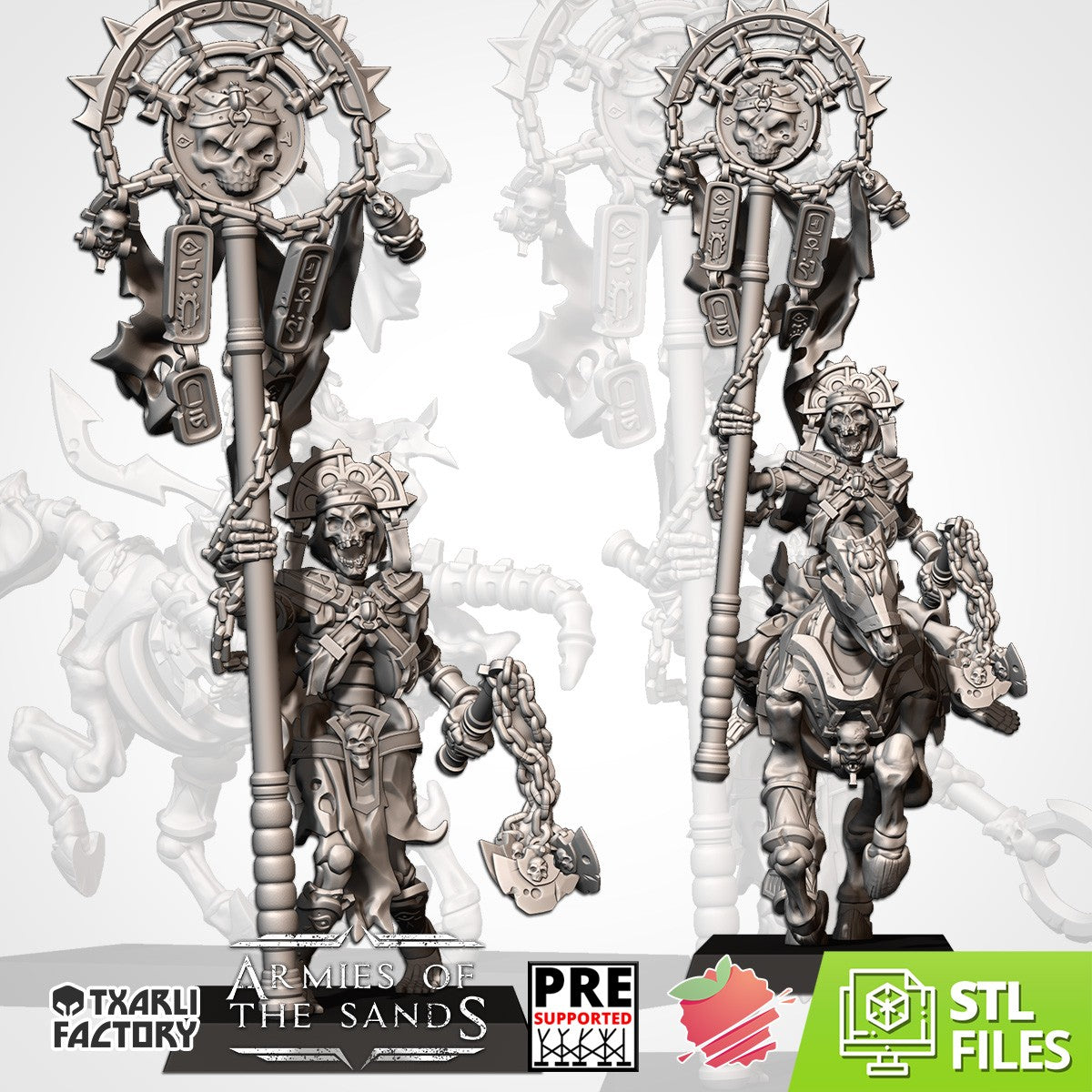 Miniatura Portaestandarte de la Legión Árida Reyes Funerarios resina 32mm sin pintar - Drakholm