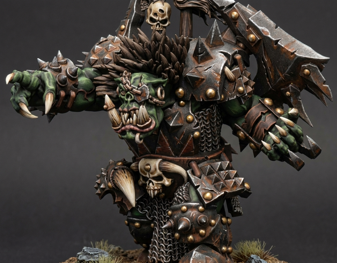 Senor Orco Acorazado con Gran Hacha · miniatura de resina 28 mm · Orcos y Goblins · Drakholm