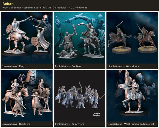 Ejercito Rohan — Riders of Eomer · 20 miniaturas resina · Senor de los Anillos