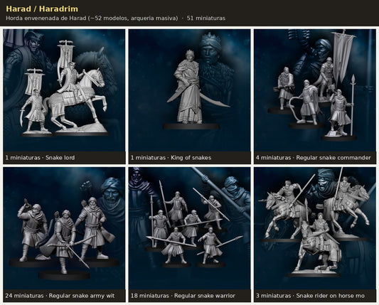 Ejercito Harad / Haradrim — Horda envenenada de Harad · 51 miniaturas resina · Senor de los Anillos