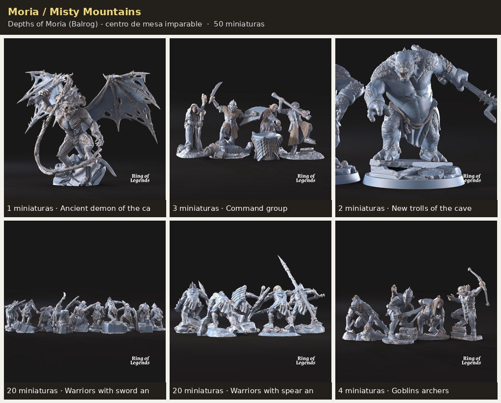 Ejercito Moria / Misty Mountains — Depths of Moria · 50 miniaturas resina · Senor de los Anillos