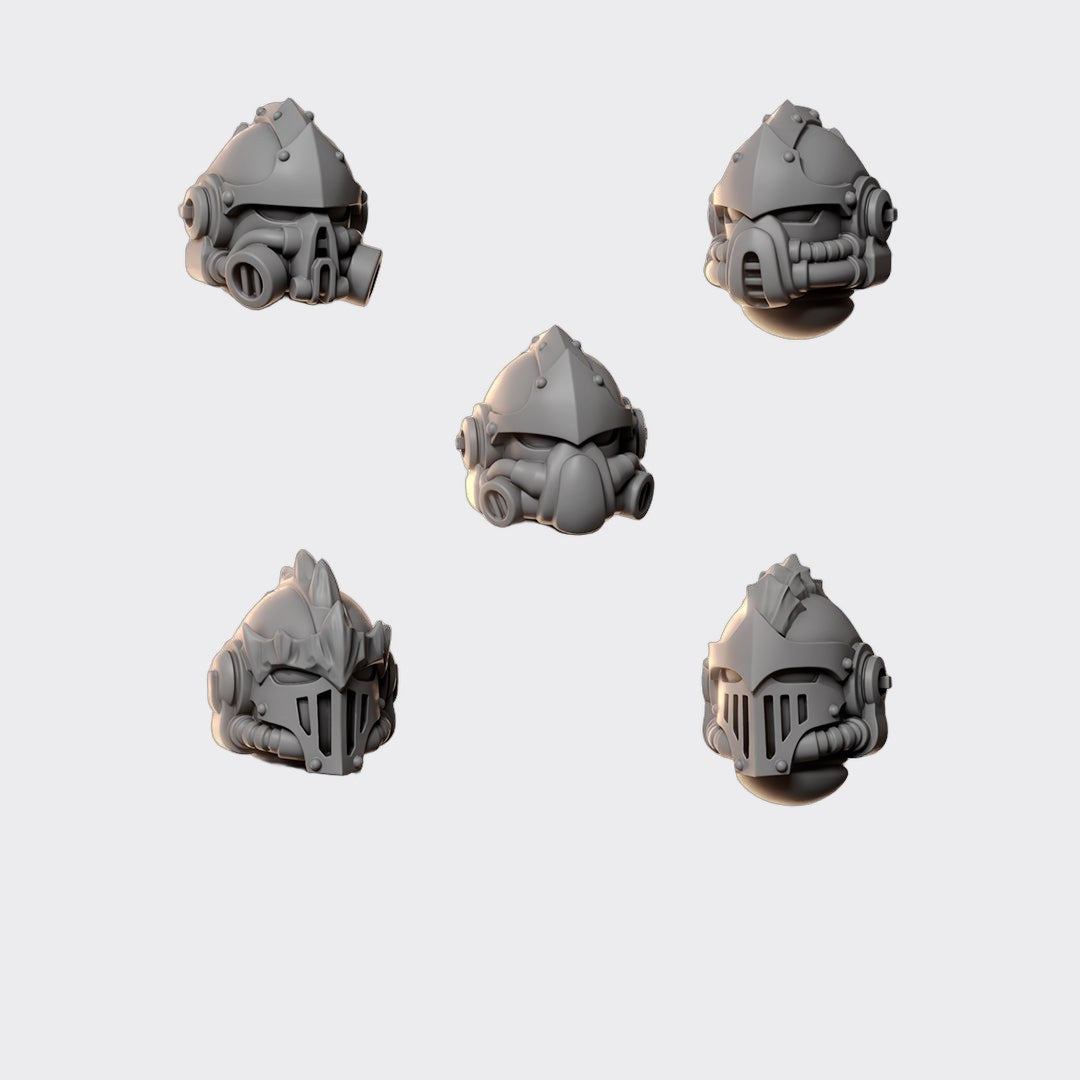 Cabezas Anvil Wardens B — bits de conversión sci-fi grimdark de Greytide Studio, resina 32mm sin pintar