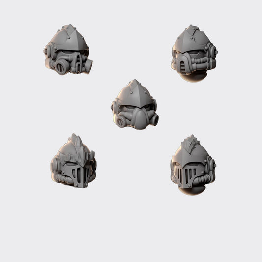 Cabezas Anvil Wardens B — bits de conversión sci-fi grimdark de Greytide Studio, resina 32mm sin pintar