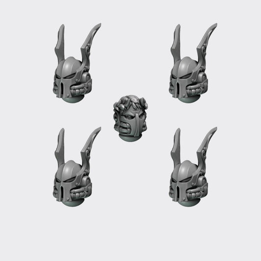 Cabezas Crimson Lords B — bits de conversión sci-fi grimdark de Greytide Studio, resina 32mm sin pintar