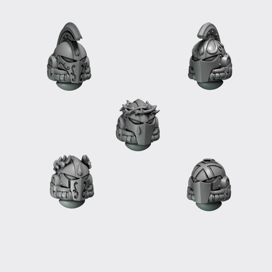 Cabezas Crimson Lords D — bits de conversión sci-fi grimdark de Greytide Studio, resina 32mm sin pintar