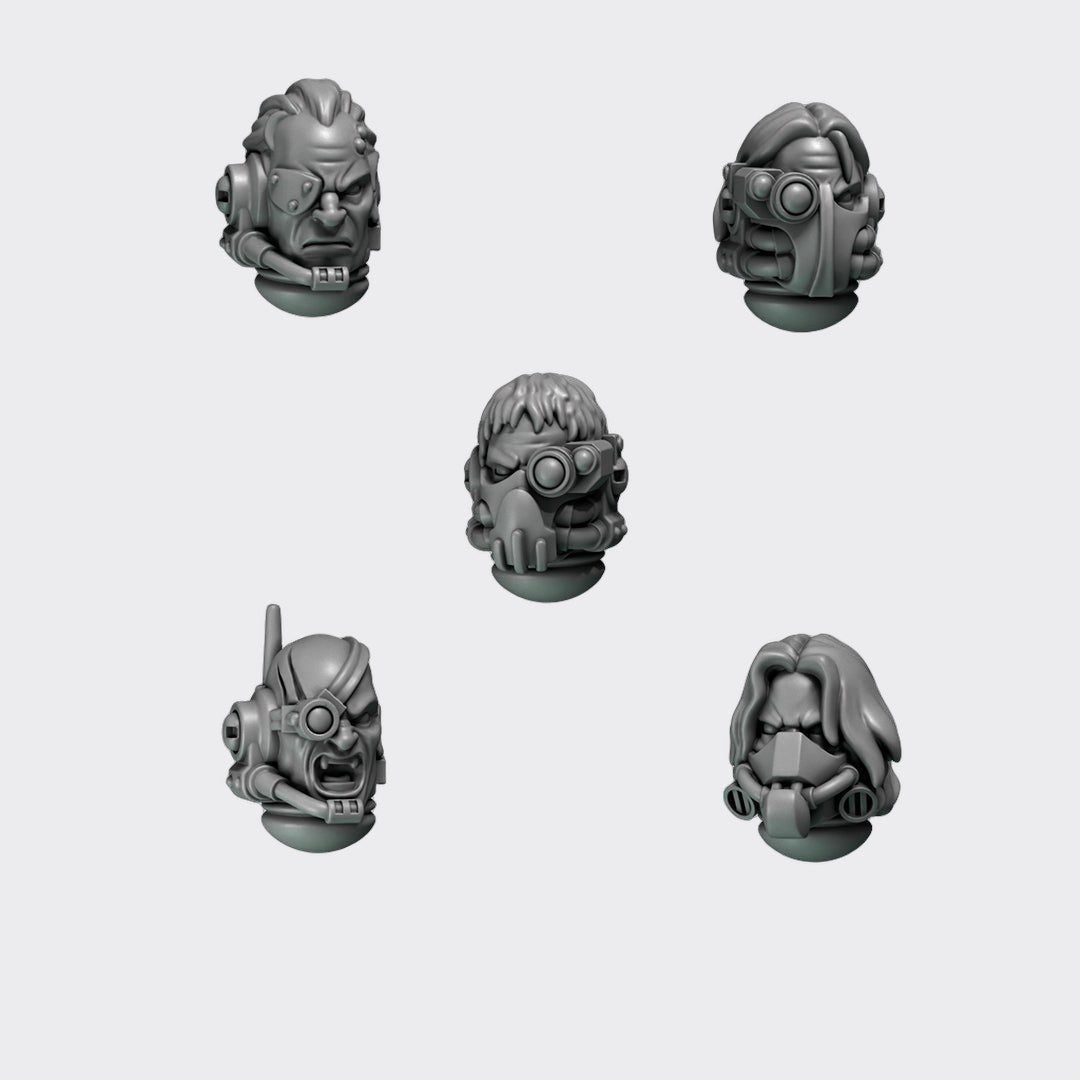 Cabezas Crimson Lords F — bits de conversión sci-fi grimdark de Greytide Studio, resina 32mm sin pintar