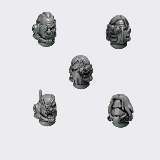 Cabezas Crimson Lords F — bits de conversión sci-fi grimdark de Greytide Studio, resina 32mm sin pintar