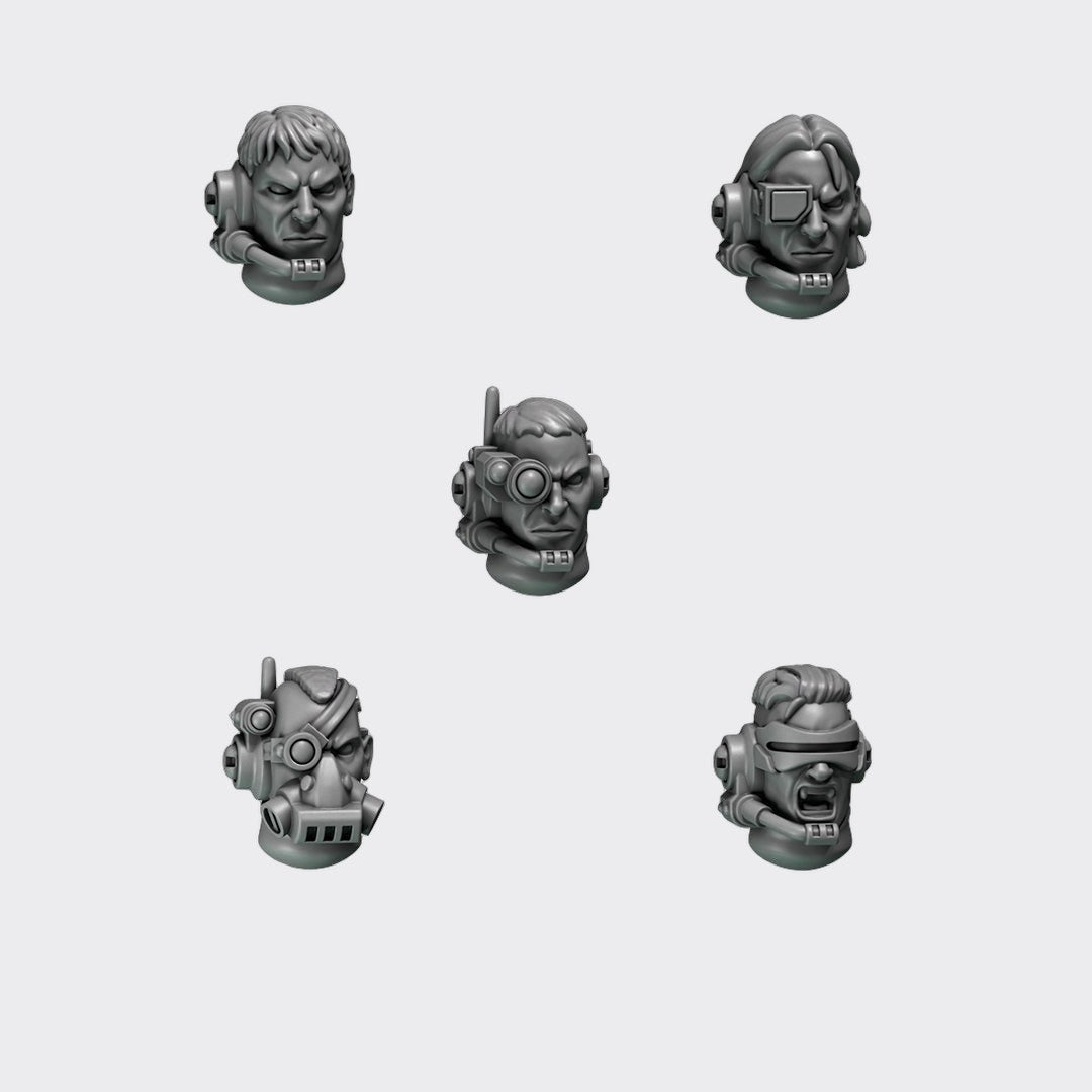 Cabezas Crimson Lords G — bits de conversión sci-fi grimdark de Greytide Studio, resina 32mm sin pintar