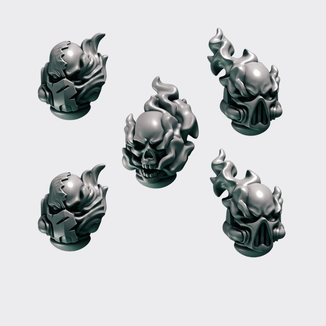 Cabezas Cursed Company A — bits de conversión sci-fi grimdark de Greytide Studio, resina 32mm sin pintar