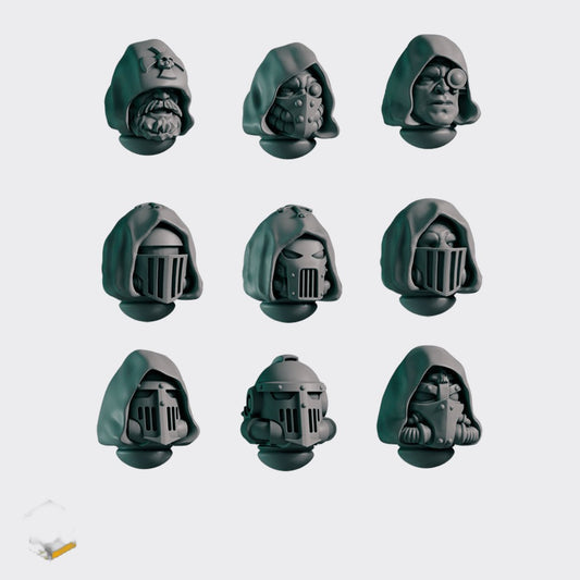 Cabezas Eternal Crusaders B — bits de conversión sci-fi grimdark de Greytide Studio, resina 32mm sin pintar