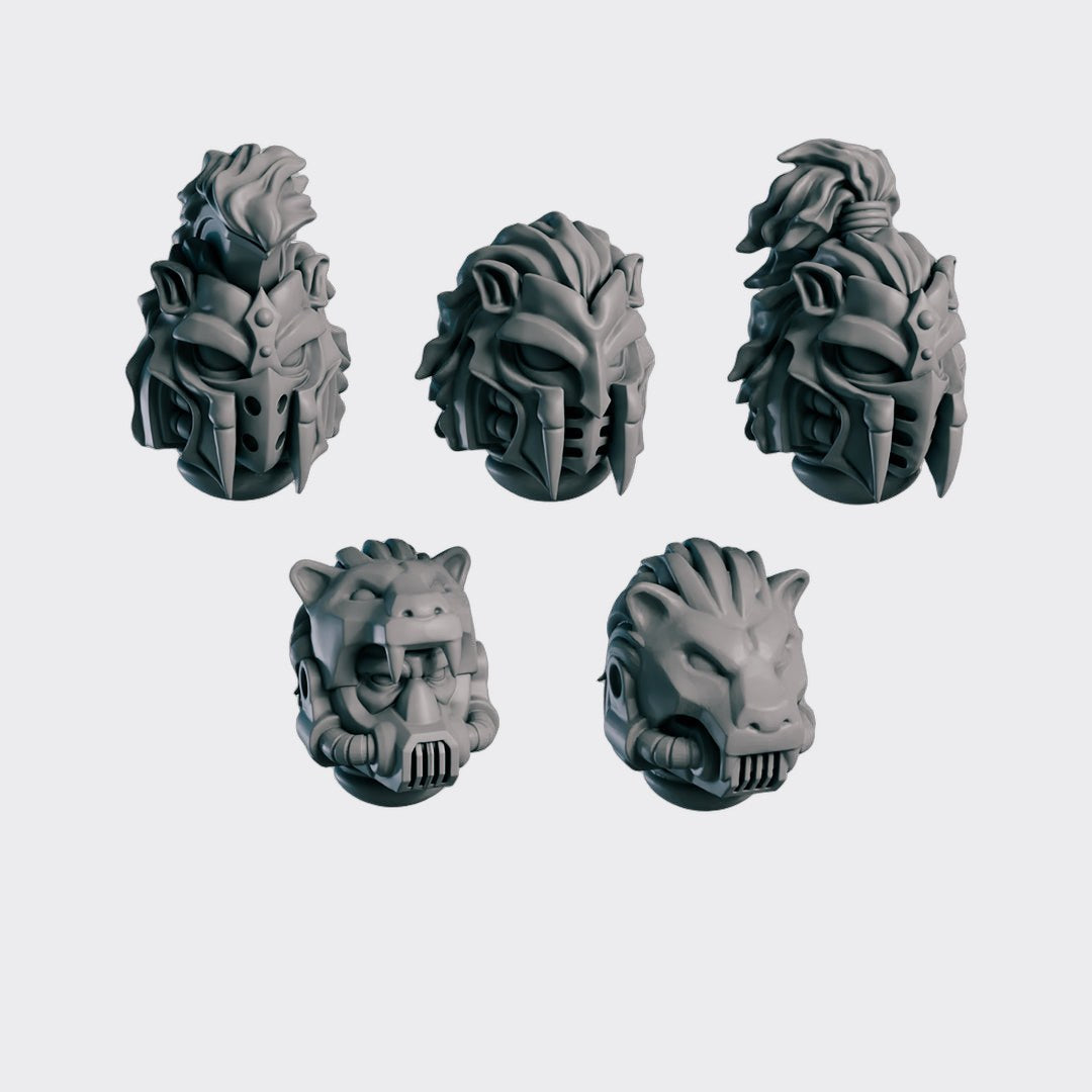 Cabezas Eternal Pilgrims B — bits de conversión sci-fi grimdark de Greytide Studio, resina 32mm sin pintar