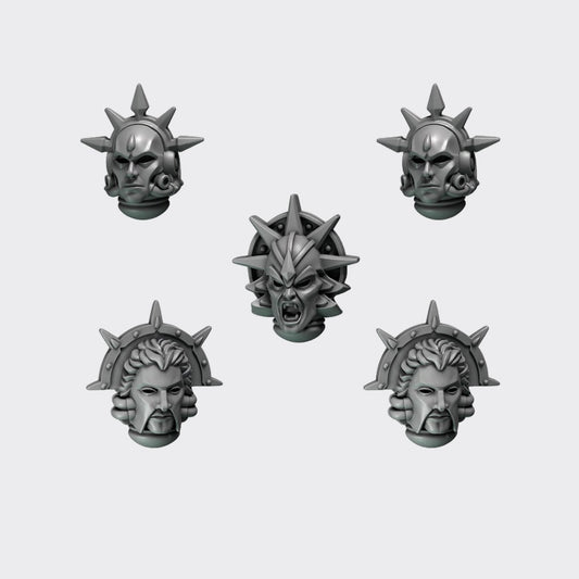 Cabezas HQ Crimson Lords A — bits de conversión sci-fi grimdark de Greytide Studio, resina 32mm sin pintar