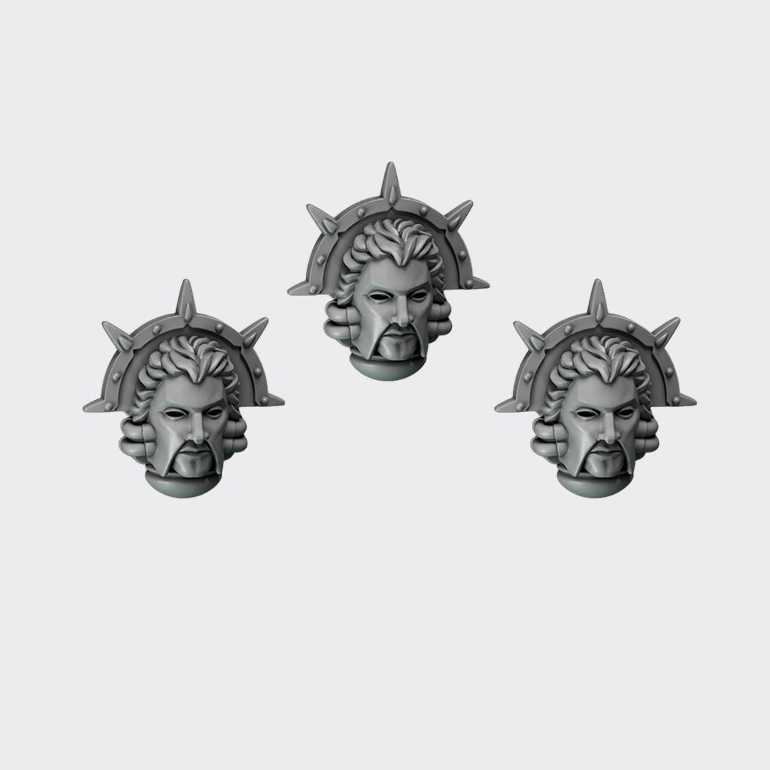 Cabezas HQ Crimson Lords C — bits de conversión sci-fi grimdark de Greytide Studio, resina 32mm sin pintar