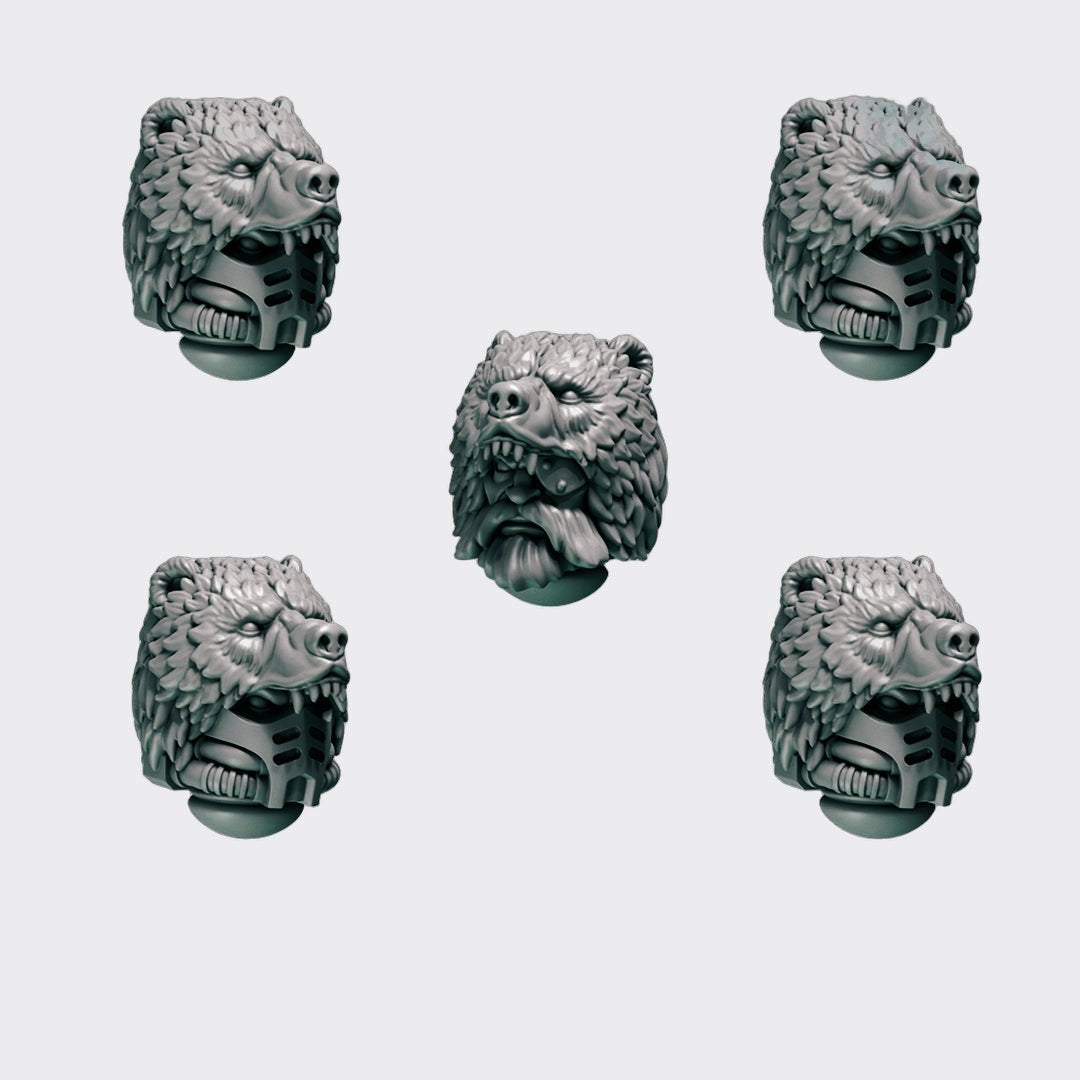 Cabezas Primal Hounds A — bits de conversión sci-fi grimdark de Greytide Studio, resina 32mm sin pintar