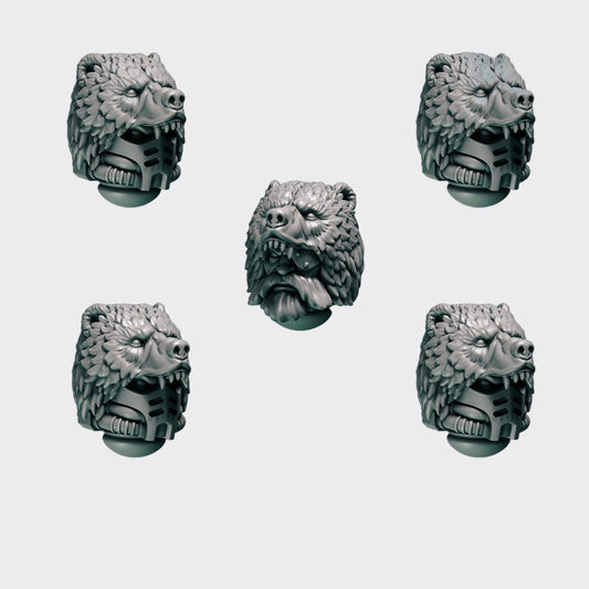 Cabezas Primal Hounds A — bits de conversión sci-fi grimdark de Greytide Studio, resina 32mm sin pintar