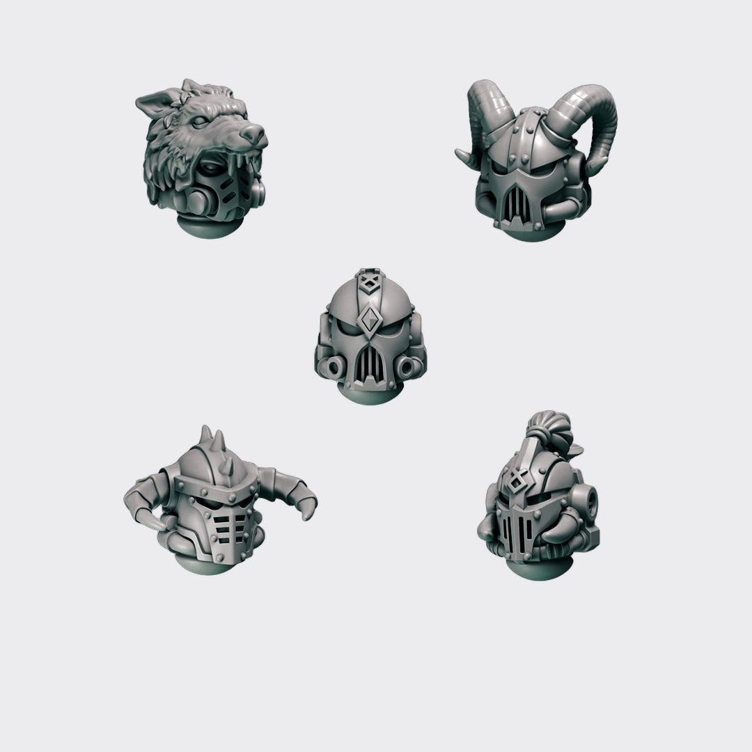 Cabezas Primal Hounds D — bits de conversión sci-fi grimdark de Greytide Studio, resina 32mm sin pintar