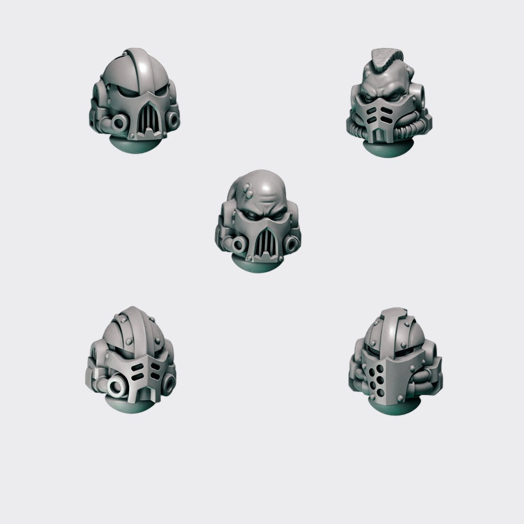 Cabezas Primal Hounds F — bits de conversión sci-fi grimdark de Greytide Studio, resina 32mm sin pintar