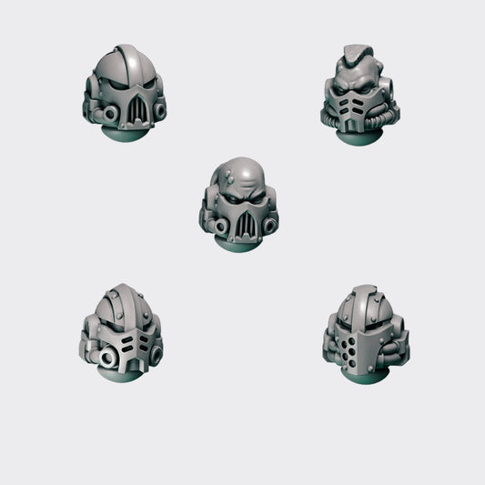 Cabezas Primal Hounds F — bits de conversión sci-fi grimdark de Greytide Studio, resina 32mm sin pintar