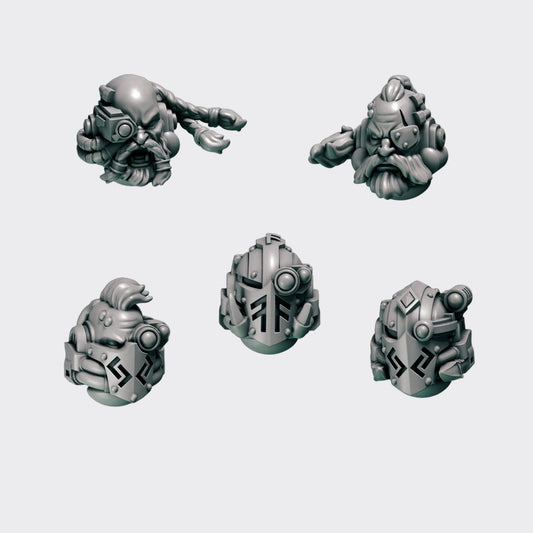 Cabezas Primal Hounds G — bits de conversión sci-fi grimdark de Greytide Studio, resina 32mm sin pintar