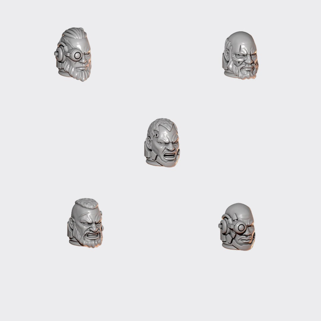 Cabezas Terminator Anvil wardens A — bits de conversión sci-fi grimdark de Greytide Studio, resina 32mm sin pintar