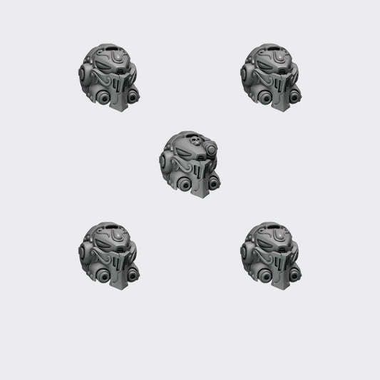 Cabezas Terminator Crimson Lords B — bits de conversión sci-fi grimdark de Greytide Studio, resina 32mm sin pintar