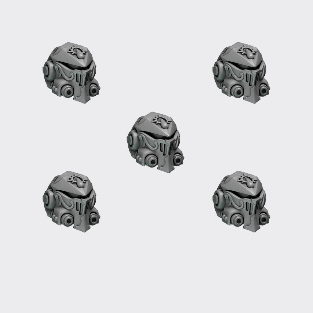 Cabezas Terminator Crimson Lords C — bits de conversión sci-fi grimdark de Greytide Studio, resina 32mm sin pintar