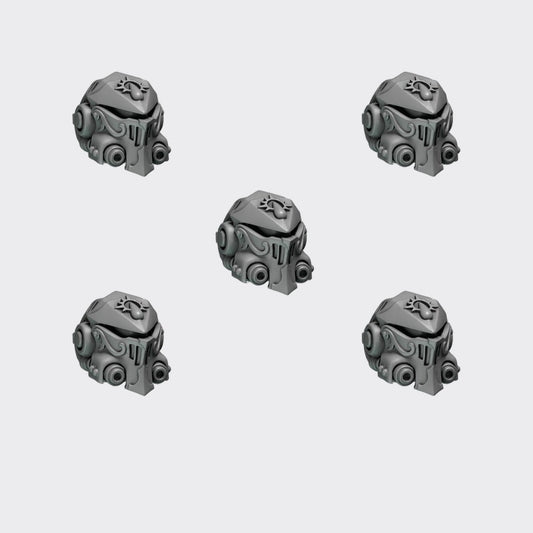 Cabezas Terminator Crimson Lords C — bits de conversión sci-fi grimdark de Greytide Studio, resina 32mm sin pintar