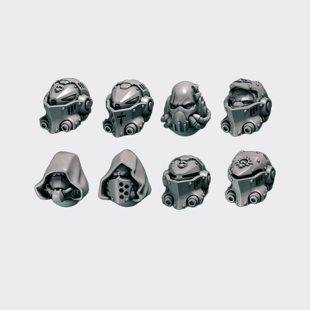 Cabezas Terminator Eternal Pilgrims A — bits de conversión sci-fi grimdark de Greytide Studio, resina 32mm sin pintar