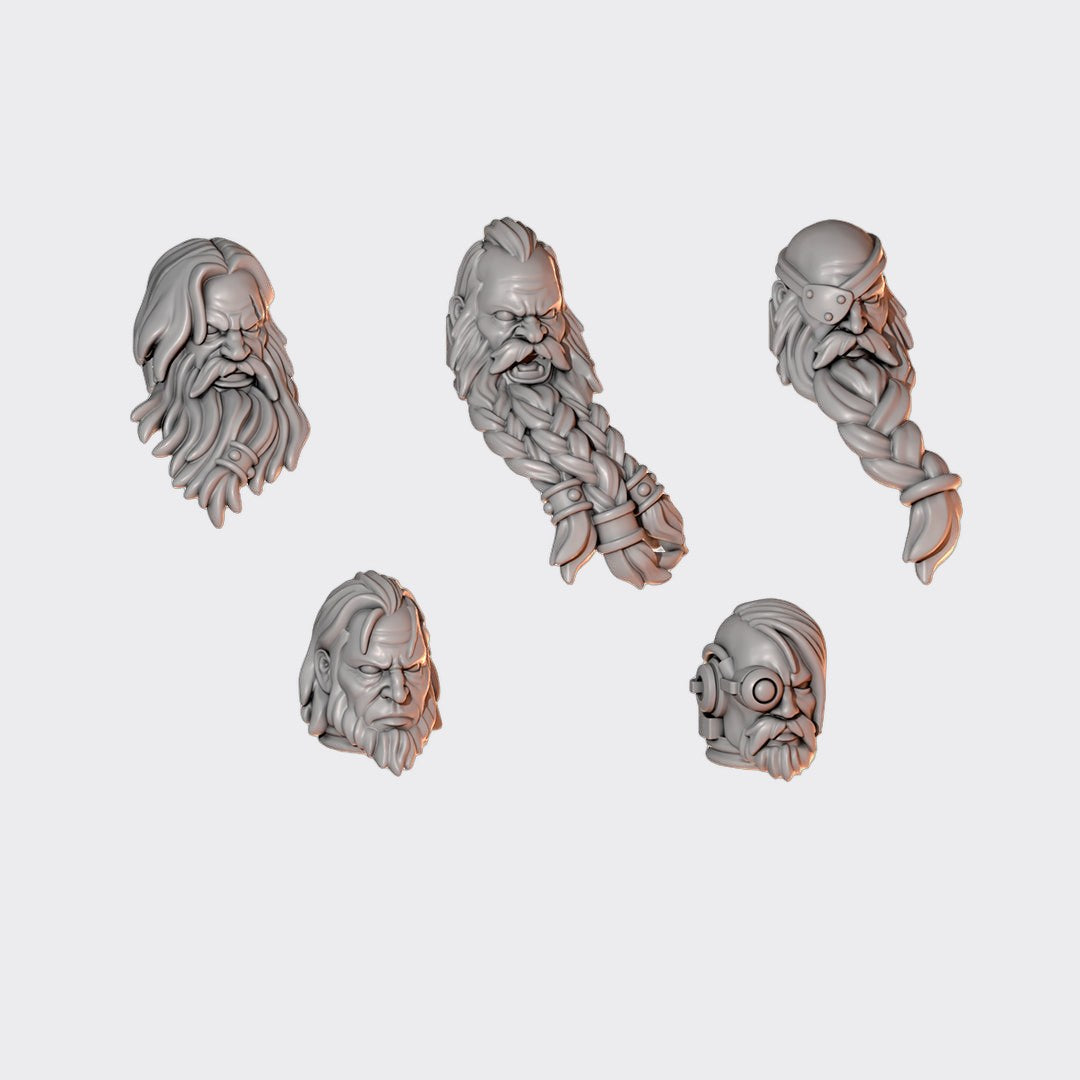 Cabezas Terminator Primal Hounds A — bits de conversión sci-fi grimdark de Greytide Studio, resina 32mm sin pintar