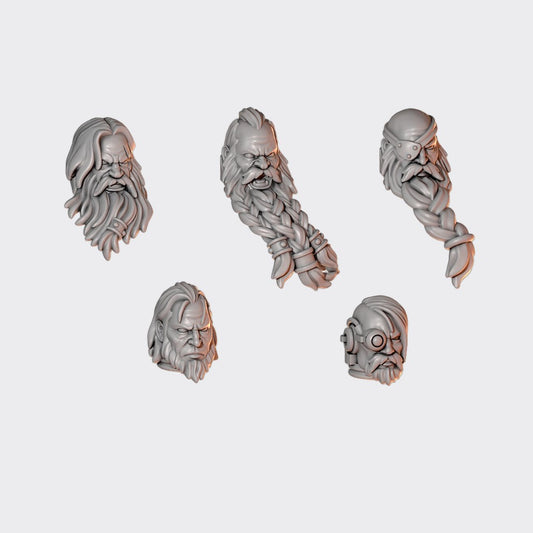 Cabezas Terminator Primal Hounds A — bits de conversión sci-fi grimdark de Greytide Studio, resina 32mm sin pintar
