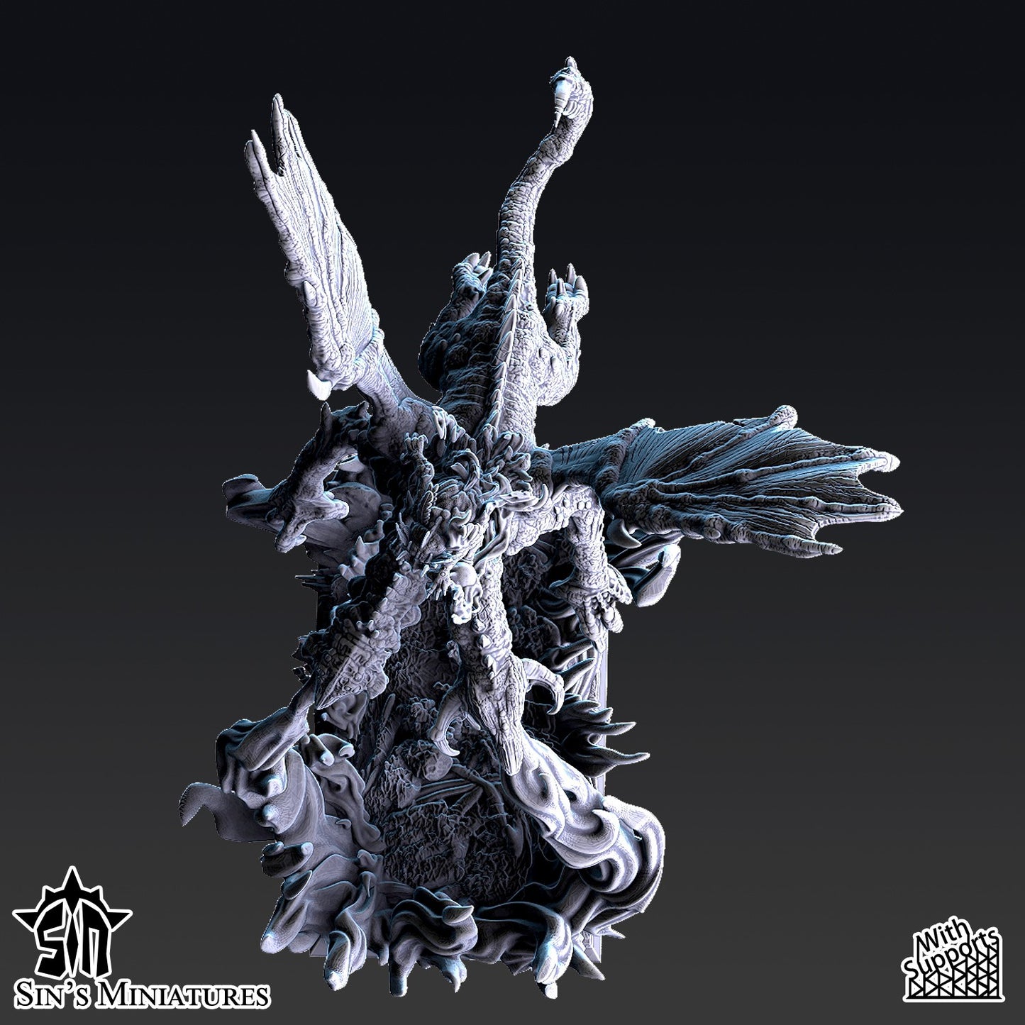 Miniatura Dragón del Caos Mutante Reinos del Caos resina 32mm sin pintar - Drakholm