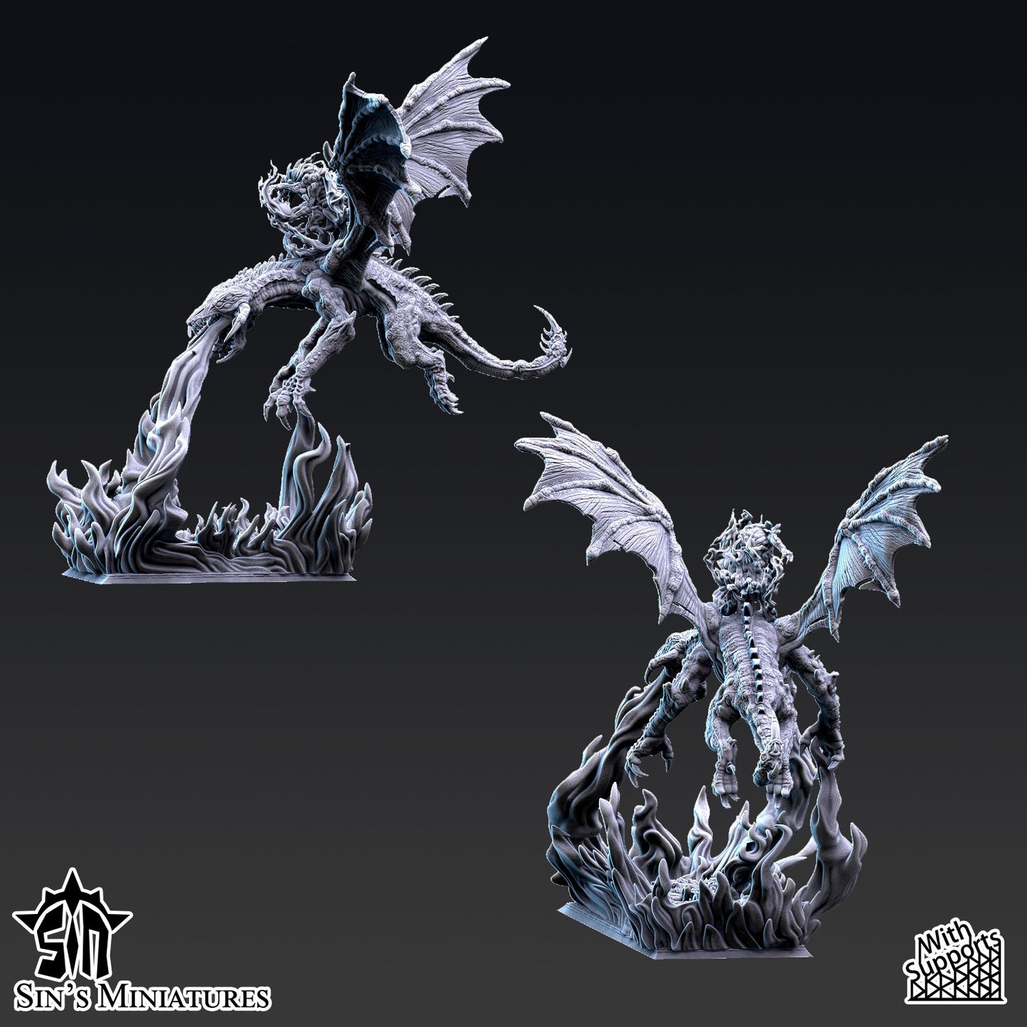 Miniatura Dragón del Caos Mutante Reinos del Caos resina 32mm sin pintar - Drakholm